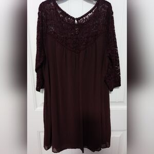 Lace Burgundy Dress / Size 3X